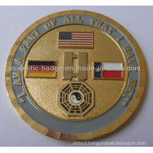 3D Gold Plating & Soft Enamel Military Coin